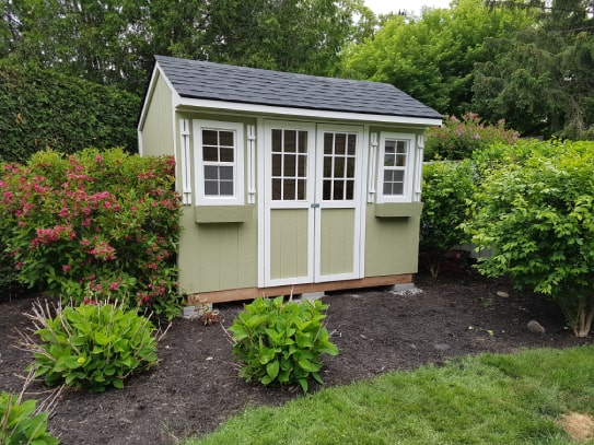 Custom Green Haliburton Cottage Shed